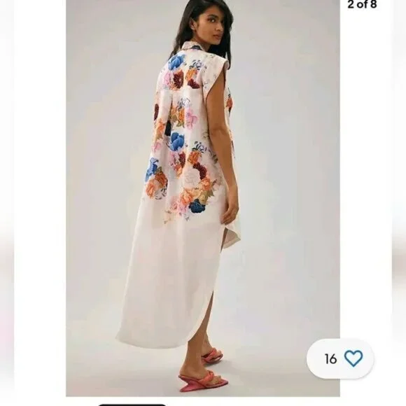 Anthropologie Maeve Floral High-Low Shirt Dress - Picture 2 of 11